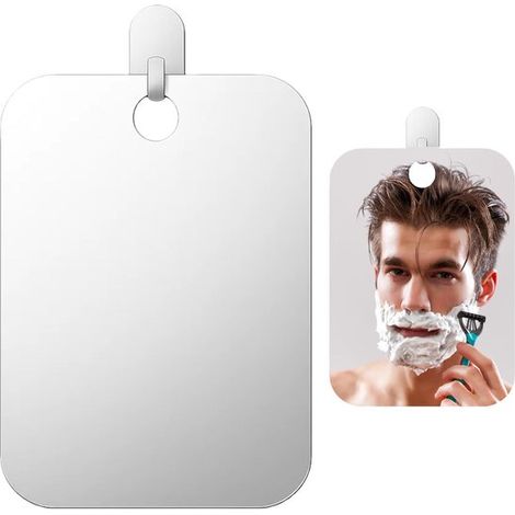 Miroir de douche antibuée - Miroir de rasage pour homme - Petit miroir de maquillage - Avec crochet (1/5)
