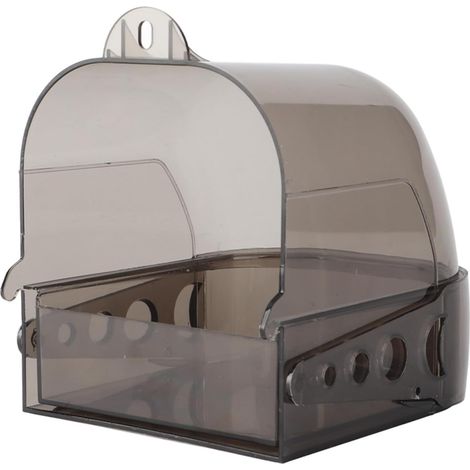 Cage à Oiseaux Multifonction pour Perroquets, Baignoire Suspendue, Noir et Gris, Boîte d'alimentation en Plastique épais pour Perroquets Psittacula Agapornis Mannikin (1/5)
