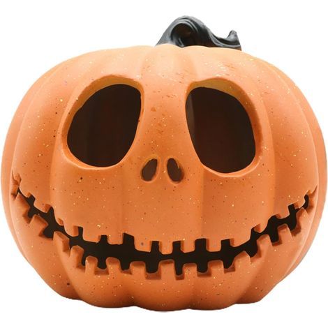 LED-beleuchtete Kürbislaterne aus Kunststoff für Halloween-Dekoration (Batterien nicht im Lieferumfang enthalten) – Orange (1/5)