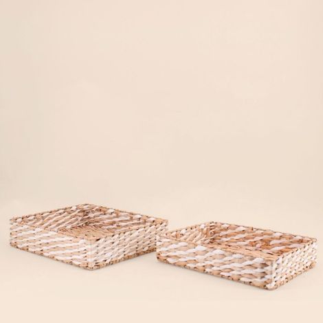 Lot de 2 plateaux naturels bicolores