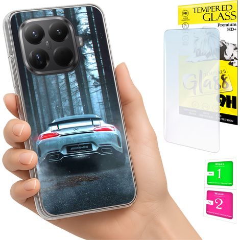 Custodia per Xiaomi 15T Pro, cover posteriore con vetro temperato 9H.