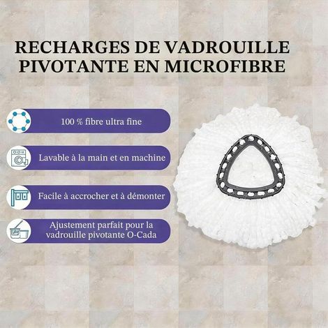 Lot de 4 Recharges pour Vileda Turbo + 1 Base Rotative, Compatibles, Têtes de Balai Serpillière en Microfibre 2-en-1 (1/5)