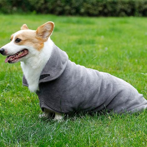 Serviette de bain en microfibre pour chien Peignoir de chat super absorbant pour les petits animaux à sécher après le bain ou une sortie sous la pluie S Gris (1/4)