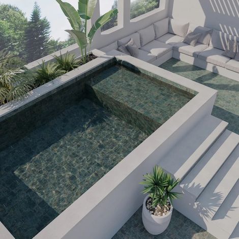 Carrealeg Piscine Effet Pierre Marbré MARBLE Green 11x11 cm