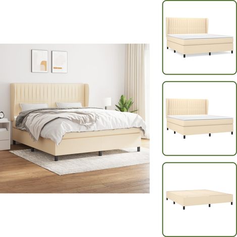 Boxspringbett mit Matratze Creme 180x200 cm Stoff - Boxspringbett - Doppelbett - Cremefarbenes Bett - Bettsofa - Schlafsystem (1/5)