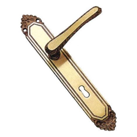 MANIGLIA PER PORTA IN OTTONE BRONZATO CON PLACCA CM 24 (12512)