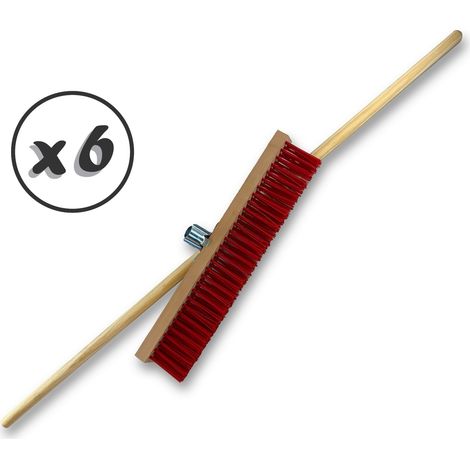 Balais rateau cantonnier 60 cm PVC rouge Douille plastique Ø 27 mm - Lot de 6 - 60 cm - Avec manche (1/5)