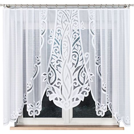 Pola - Rideau jacquard prêt à poser avec fente en bas - 300 x 160 cm - blanc (1/5)