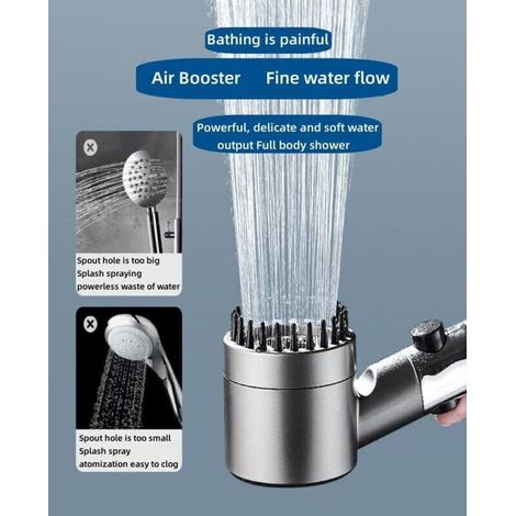 Hochdruck-Duschkopf mit 3 Modi – Anti-Kalk-Duschkopf mit Stoppfunktion und Wassersparmodus, ergonomisches Design und Chromoberfläche