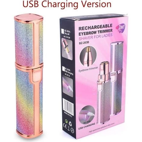 Épilateur électrique portable 2-en-1, sourcils et visage, pour femme,rasoir pour épilation indolore, [3076B04] (1/4)