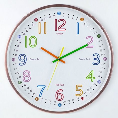 Horloge d'apprentissage analogique pour enfants - Horloge murale pour enfants - Horloge murale éducative, temps de lecture facile à apprendre,cadran d'apprentissage de diamètre 30 cm, silencieu (1/5)