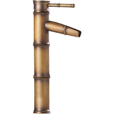 Vintage Antique Bronze Full Copper Bamboo Kitchen Bathroom Hotel Mixer Tap Sink Faucet, Copper, 3 Break Mouth Seals (1/4)