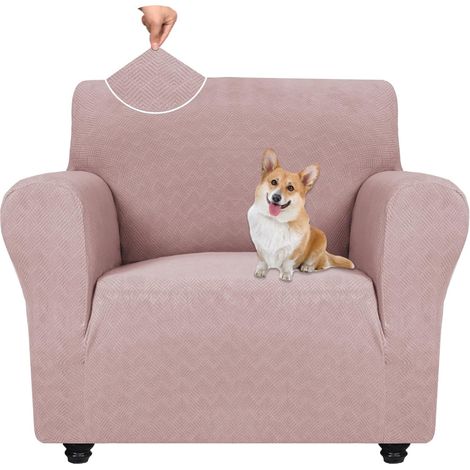 1 Housse De Canapé Extensible, Tissu Jacquard Antidérapant, Protection Contre Griffures, Lavable, Pour Salon, Gris Rose (1/5)