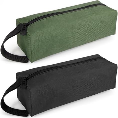 Petites Trousse à Outils Sac Portable Pochettes Fermeture Éclair Étanches pour 2 Pièces Noir Vert -