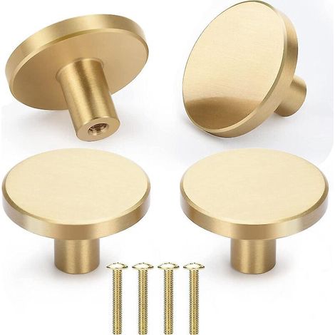 4x Poignes Meuble Ronde 33mm Boutons Armoire En Laiton Bross Poignes Pour Porte Placards Tiroir Dor