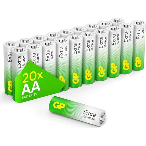 Piles AA Lot de 20 - Batteries LR06 Alcalines 1,5V - GP Extra (1/5)