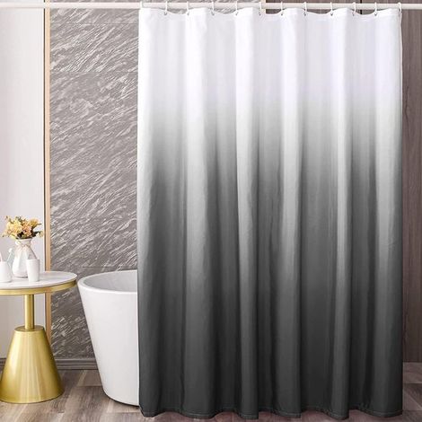 Cortina de ducha, Cortina de baño impermeable, Cortina de ducha resistente al moho, Fácil de instalar, Poliéster, Negro, 180 x 181 cm (1/5)