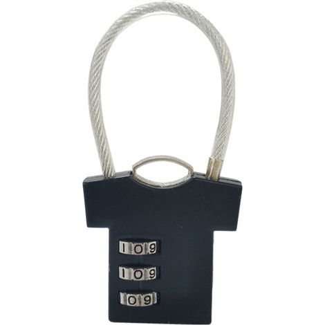 Cadenas à combinaison en alliage de zinc forme vêtement noir, 3 chiffres, robuste et portable pour valise et armoire, design mignon (1/5)