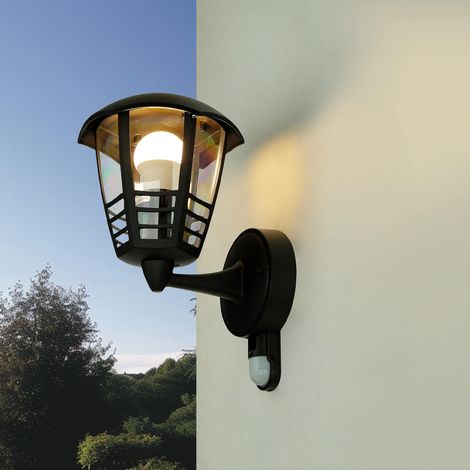Außenlampe Wand Terrasse Haus IP44 Bewegungssensor Schwarz E27 Metall Rustikal