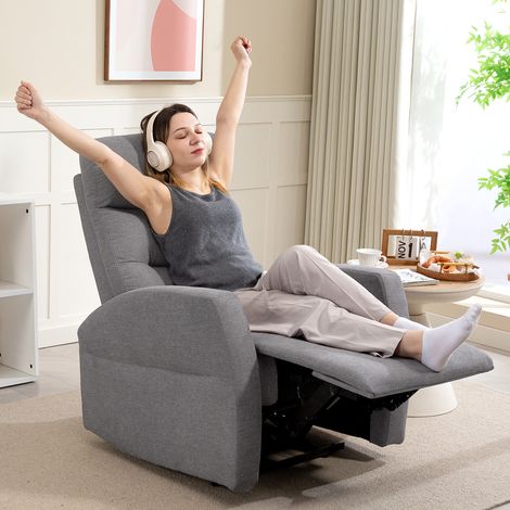 Fauteuil inclinable réglable avec repose-pieds, gris foncé, fauteuil moderne rembourré