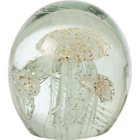 Presse-Papier Méduse en Verre "Esther" 13cm Blanc (1/2)
