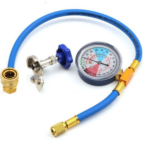 Kit De Recharge R134A - Tuyau Haute Pression Avec Manomètre 100 PSI - Valve En Métal Et Sécurité Intégrée - Pour Climatisation Automobile - 1 Pièce (1/5)