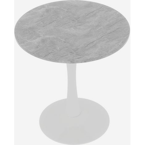 Mesa auxiliar redonda blanca de 70 cm en mármol artificial, estilo moderno (1/5)