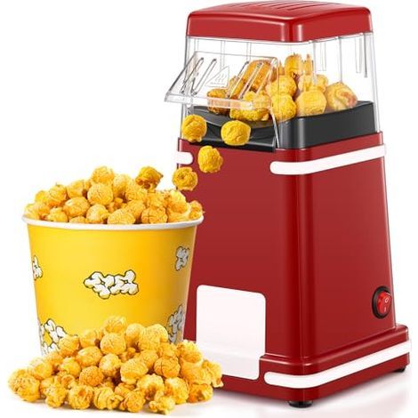 Machine à Popcorn à Air Chaud 1200W, Sans Huile & Sans BPA, Appareil à Pop Corn Rétro avec Fonction One-Touch, Idéale pour la Maison, le Cinéma & les Fêtes (1/5)