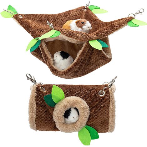 Hamac et tunnel douillet pour petits animaux - Hamacs chauds - Accessoires pour cage et nid - Animaux de la forêt - Idéal pour rongeurs, rats, souris, chinchillas, hamsters et autres petits animaux - (1/5)