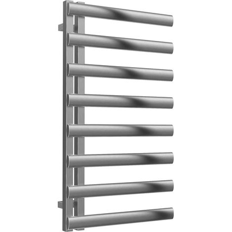 Reina Cavo Designer Heated Towel Rail 880mm H x 500mm W Brushed Stainless Steel (1/4)