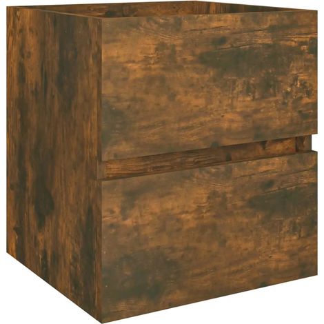 Armoire de lavabo murale élégante avec tiroir espace de rangement 41 x 38,5 x 45 cm en bois d'ingénierie chêne fumé (1/5)