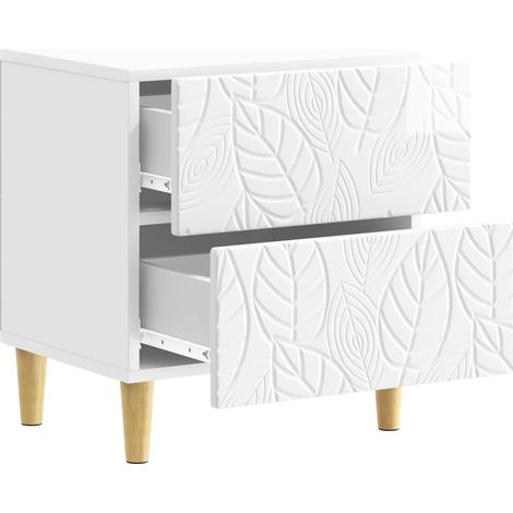 Comodino Armadio da Notte Mobiletto da notte Bianco Lucido 43 x 34,5 x 48 cm Legno ingegnerizzato (1/5)
