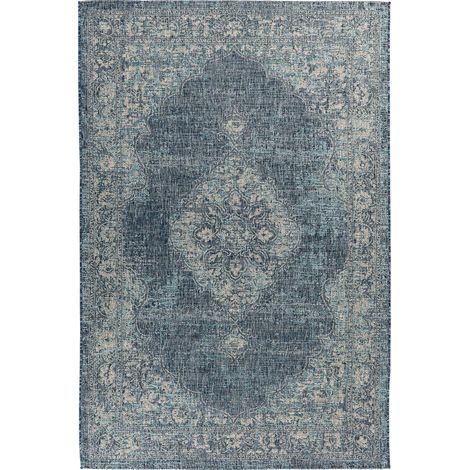 Tapis intérieur bleu marine motif losange polypropylène - 150 x 80 cm (1/3)