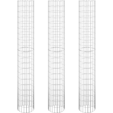 Circular Gabion Raised Beds 3 pcs Galvanised Steel Ø30x200 cm vidaXL