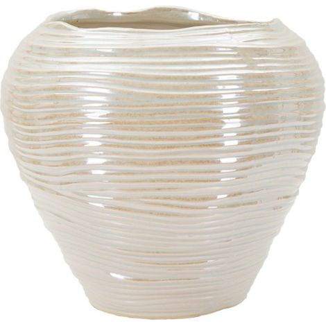 Vase Rond en Céramique "Perly" 27cm Blanc (1/5)