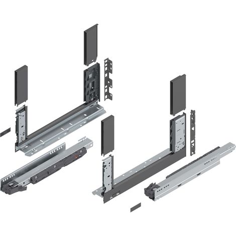 Blum Legrabox free H C Schubladenschienen Set  1 Paar, 40kg 400mm  Tip On Vollauszug, oriongrau
