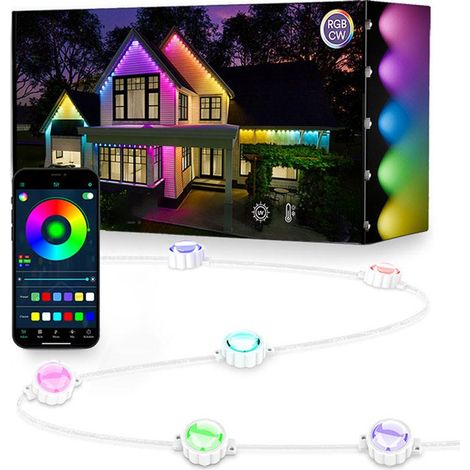 Application de contrôle pour guirlandes lumineuses de Noël intelligentes, guirlandes lumineuses extérieures permanentes, éclairage quotidien et d'accentuation, éclairage de toiture et de jardin (1/5)