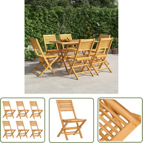 The Living Store Gartenstühle 6 Stk. Klappbar 47x62x90 cm Massivholz Teak - Teakholzgartenstuhl - Klappbarer Gartenstuhl - Gartenstühle Set - Outdoor Möbel - Balkonmöbel (1/5)