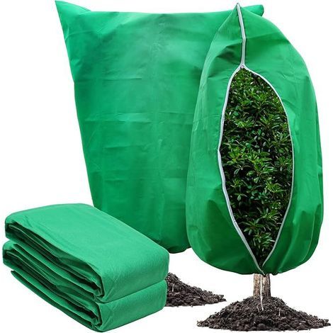 Voile d'hivernage,2 Pièces Housse de Protection pour Plantes 140×200cm Vert, Voile D'hivernage Plante, Housse D'hivernage Arbre, Voile Hivernage avec Tirette, Jardin Vegetaux Sac Hiver Tomate Tissu No (1/5)