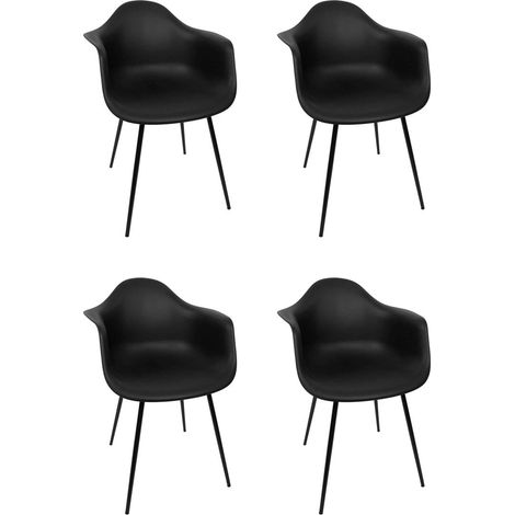 Lot de 4 Chaises Fauteuil "Gustav" 85cm Noir (1/5)
