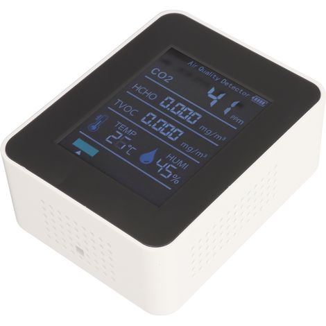Moniteur de qualité de l'air avec testeur Bluetooth en temps réel 5 en 1 : CO2, HCHO, TVOC, température, humidité et alarme de pollution intérieure (1/5)