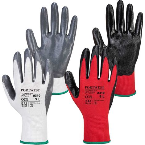 Guanti da Lavoro con Spalmatura in Nitrile Rosso-Nero 8