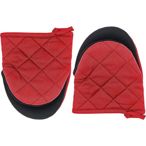 1 paire de mitaines de four courtes en silicone résistantes à la chaleur, surface antidérapante et mitaines à boucles suspendues, cuisson, grillades, lavables en machine (1/5)