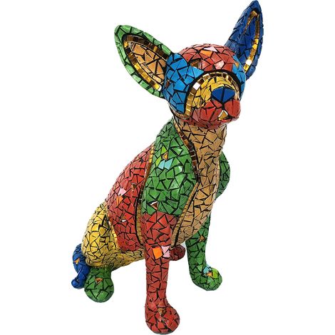 Figura di cane Chihuahua in resina multicolore per la decorazione domestica