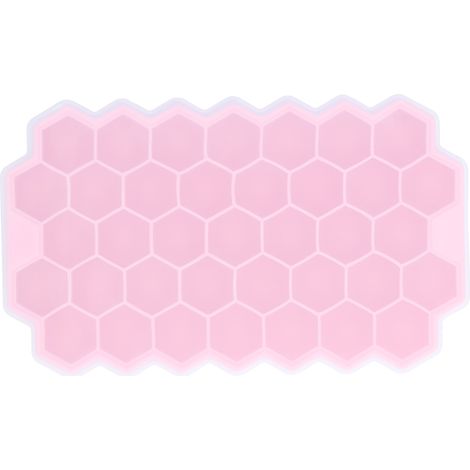 Moule à glaçons en forme de nid d'abeille 37 alvéoles avec couvercle en silicone, qualité alimentaire, pour bar et maison, rose