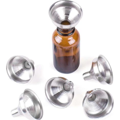 Mini-entonnoirs en acier inoxydable pour flacons miniatures, huiles essentielles, baumes à lèvres maison, épices liquides, ingrédients de maquillage faits maison (lot de 6) (1/3)
