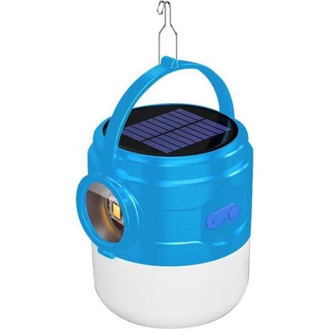 Bombilla LED solar recargable por USB, foco para exteriores, linterna portátil para tiendas de campaña, luz de emergencia brillante - Crezuo