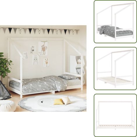 The Living Store Giroletto per Bambini Bianco 90x200cm in Legno Massello di Pino - Letto per bambini