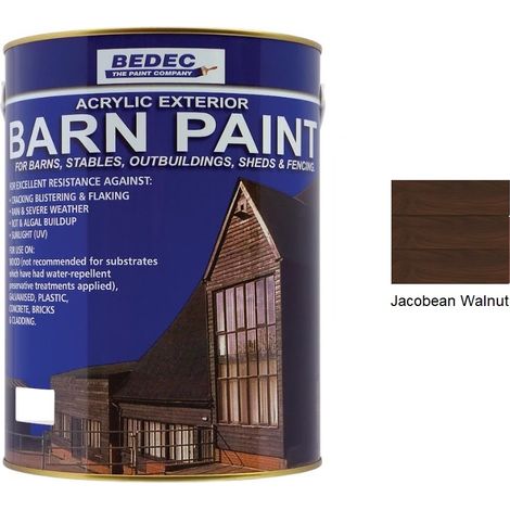 Bedec Barn Paint - Semi-Transparent Wood Stain - Jacobean Walnut - 2.5L
