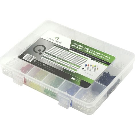 Quadrios LED-Sortiment Rot, Grün, Gelb, Blau, Kaltweiß, Warmweiß 3 mm, 5 mm 20 mA 2.0 V (1/3)